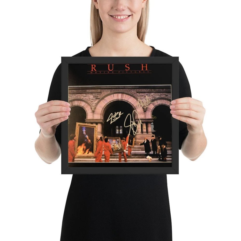 Rush FRAMED REPRINT signed "Moving Pictures" album Framed Reprint